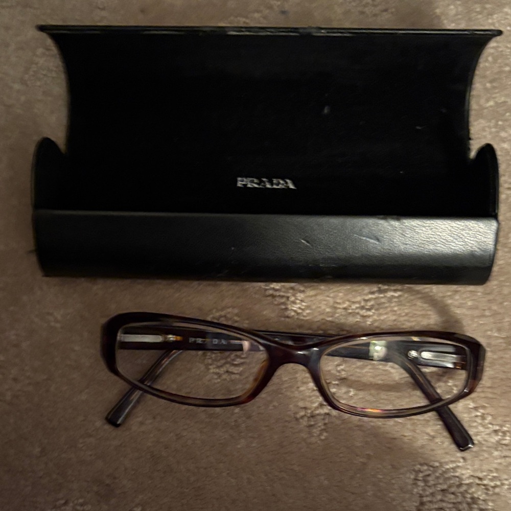 Prada Brown Tortoise Eyeglasses with Black Case